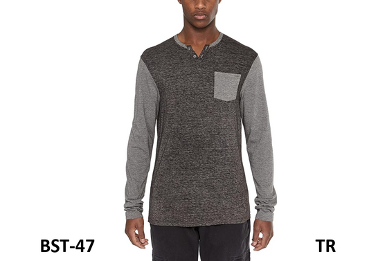 Buffalo David Bitton Men's Long Sleeve Henley Soft Cotton Blend, Black 21, Small