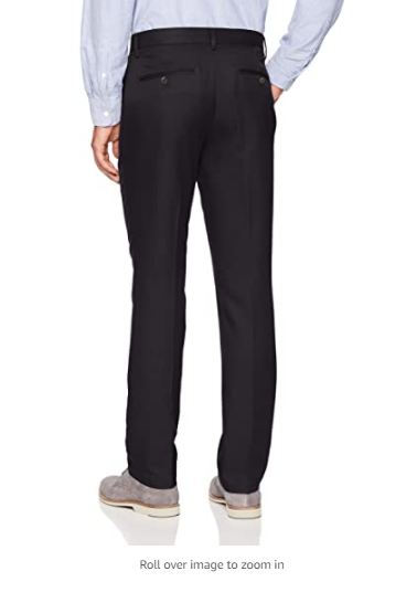 Essentials Men's Slim-Fit Flat-Front Dress Pants, Black, 30W x 30L