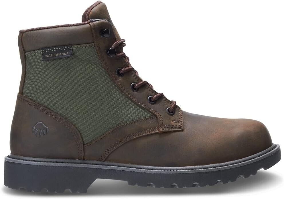 Wolverine Men's Field Boot Industrial Shoe, Dark Brown /Green, 7 Extra Wide