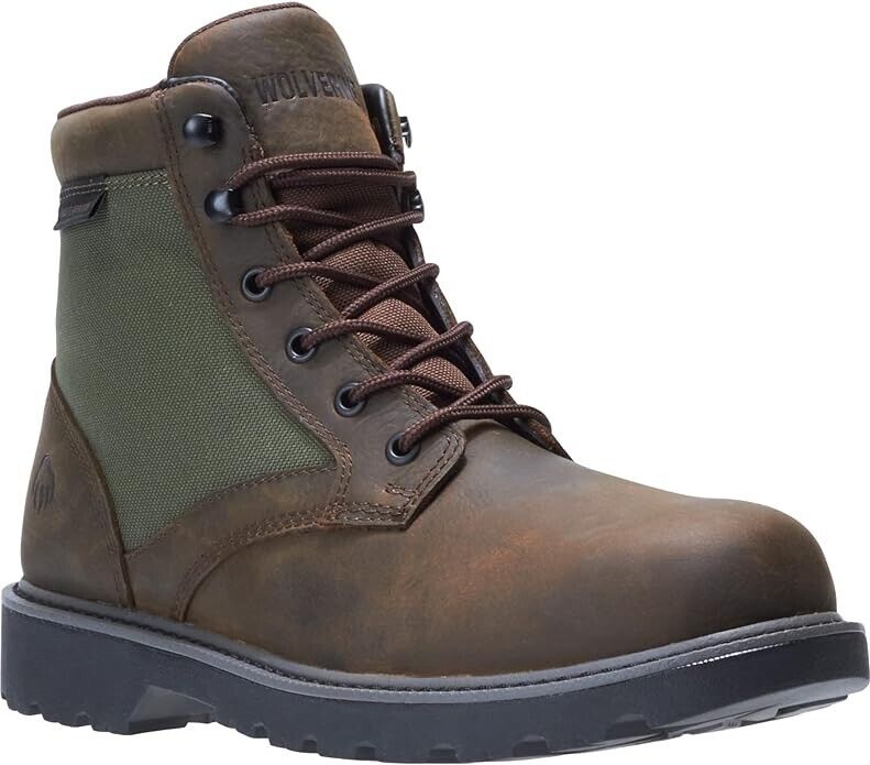 Wolverine Men's Field Boot Industrial Shoe, Dark Brown /Green, 7 Extra Wide
