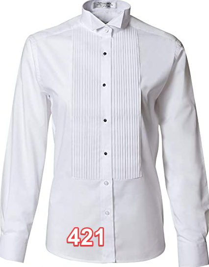 Women's Pleated Wing Collar Tuxedo Shirt White 20