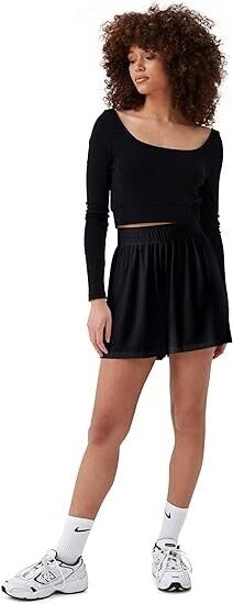 4TH & RECKLESS Women's Robyn TOP (Only Top), Rib-Knit Crop, Top Black, X-Small