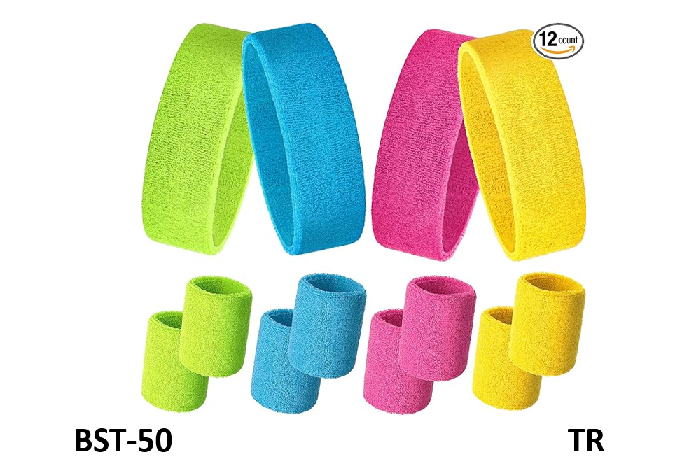 Bememo Unisex Sweatbands Set, Includes Sports Headband Wristbands Sweatband, 8cm
