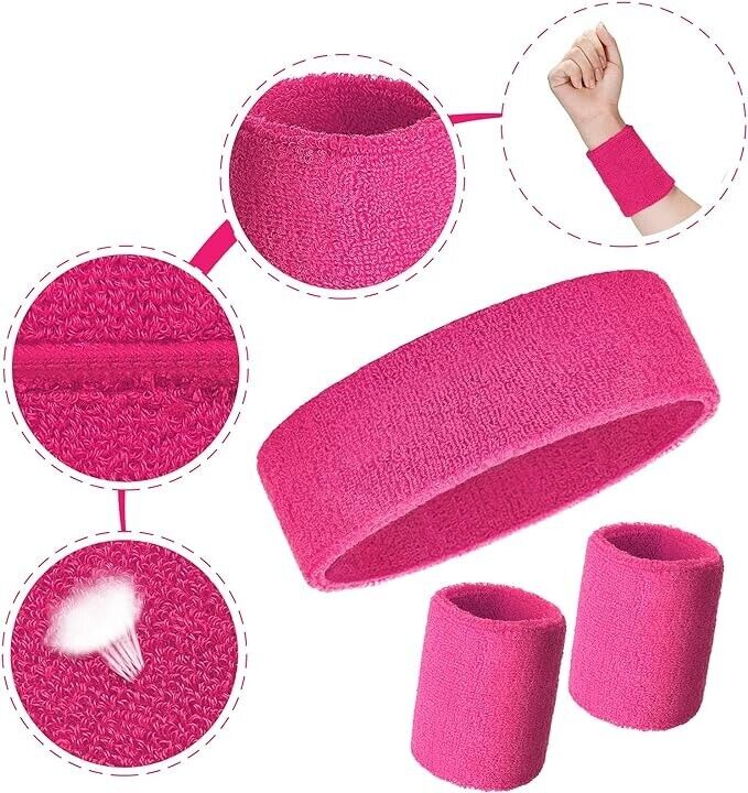 Bememo Unisex Sweatbands Set, Includes Sports Headband Wristbands Sweatband, 8cm
