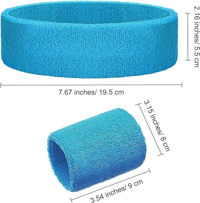Bememo Unisex Sweatbands Set, Includes Sports Headband Wristbands Sweatband, 8cm