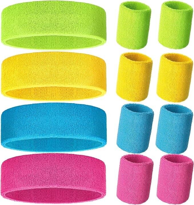 Bememo Unisex Sweatbands Set, Includes Sports Headband Wristbands Sweatband, 8cm