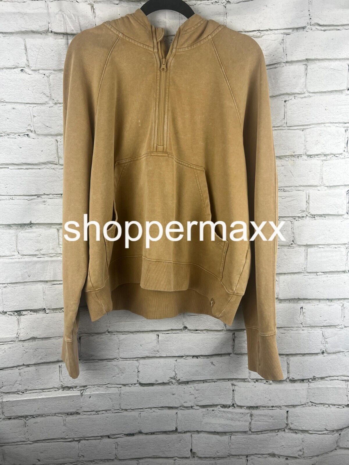 Women's 1/2 Zip Fleece Pullover Sweat - JoyLab, Beige, Size Large