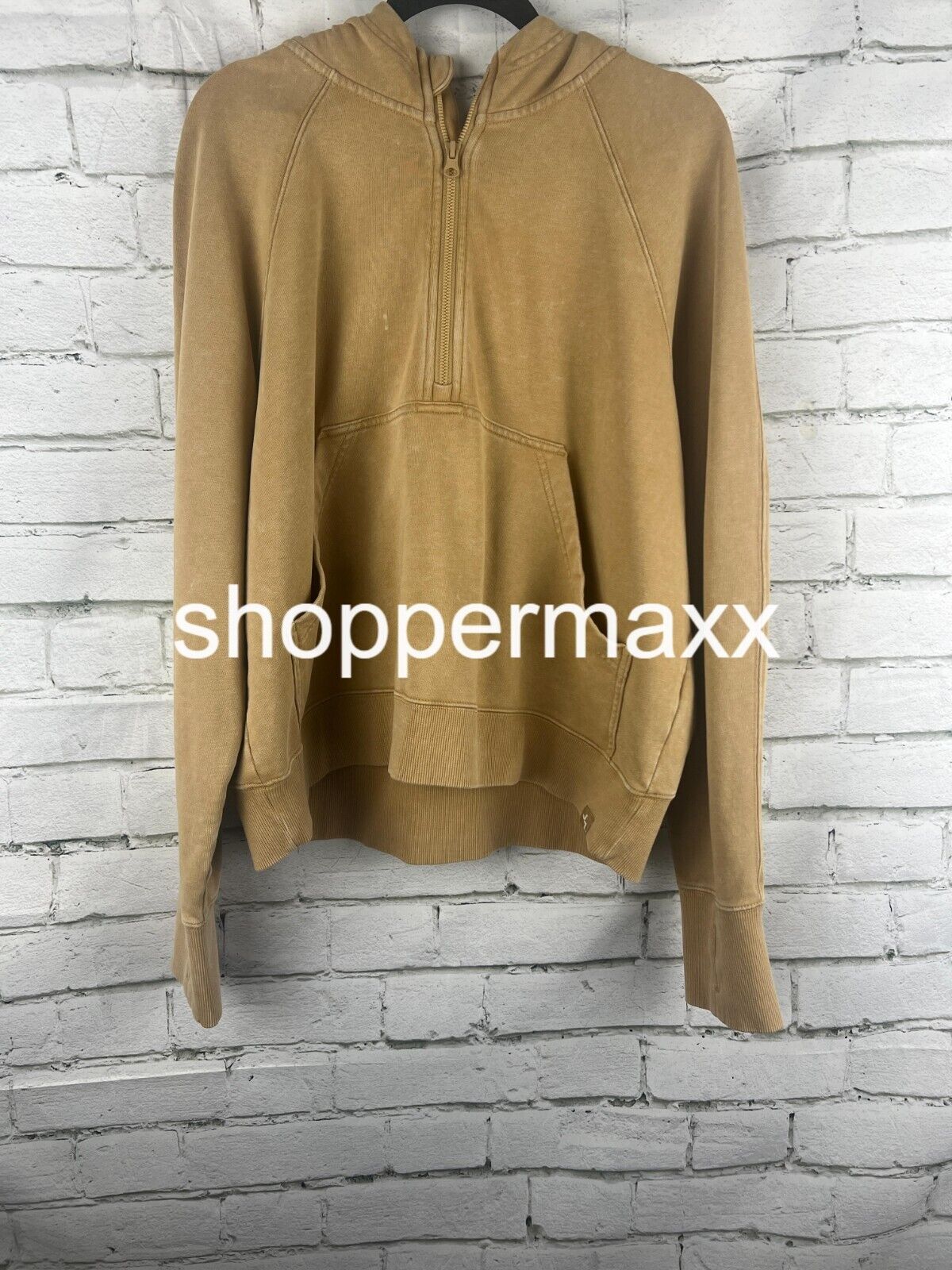 Women's 1/2 Zip Fleece Pullover Sweat - JoyLab, Beige, Size Large