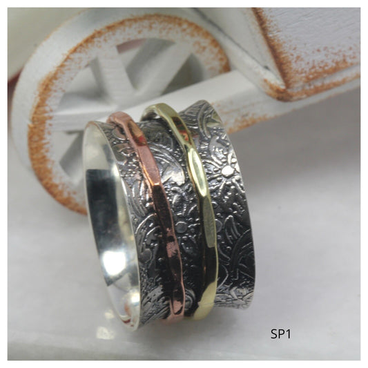 925 Sterling Silver Spinner Ring Rose Gold Spinner Ring Yellow Gold Spinner Ring