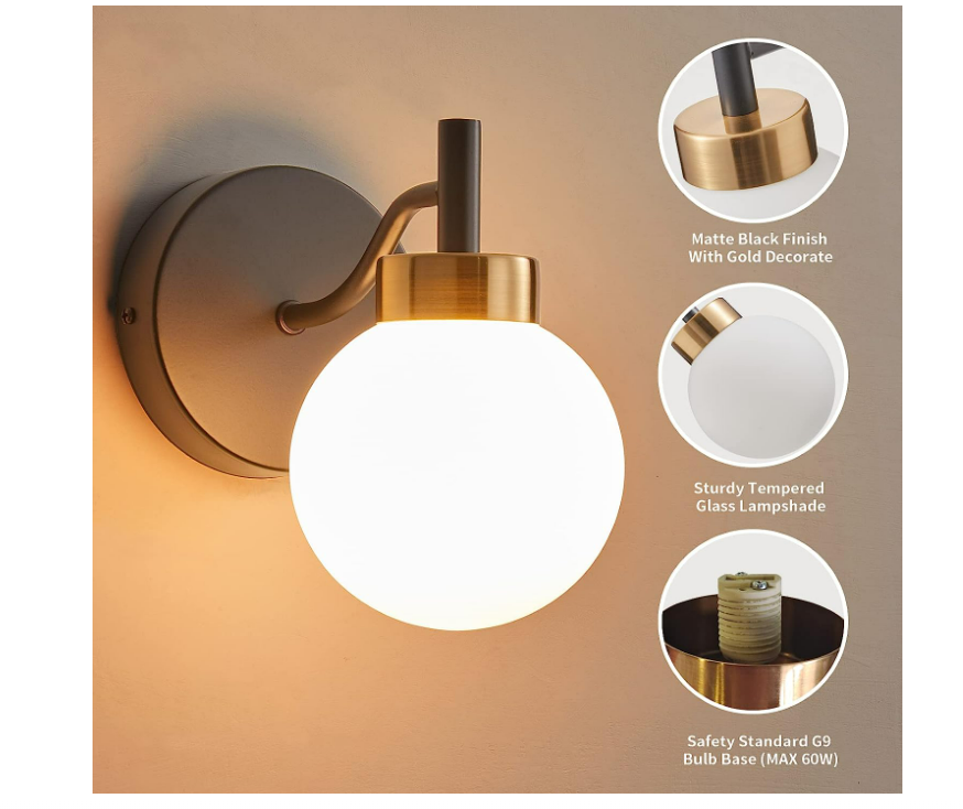 Wall Sconce Light Fixtures for Bathroom, Bedroom Living Room Hallway Set of 2