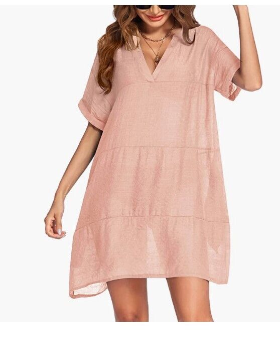 AI'MAGE Women's Swimsuit Coverups Bikini Beachwear Beach Cover Up Dress w Pocket