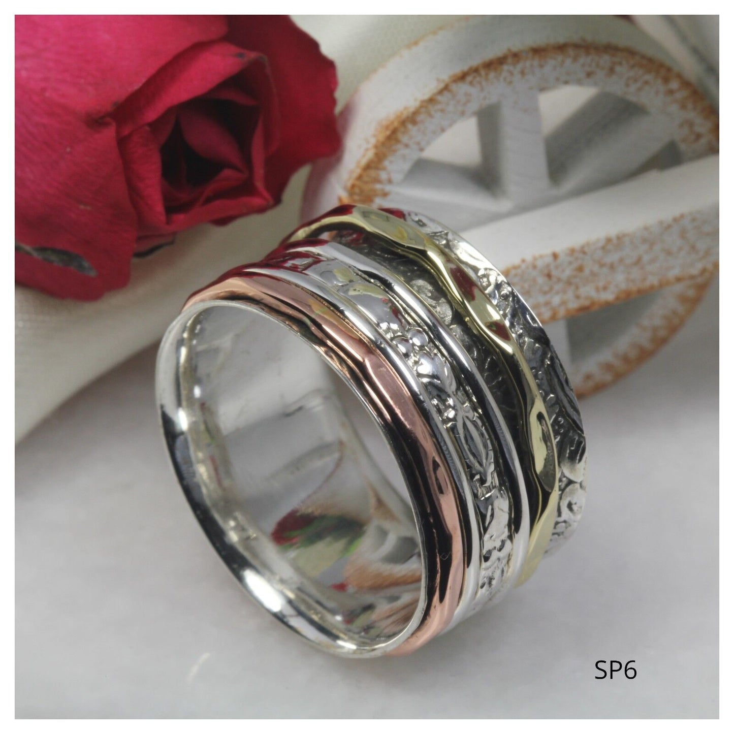 925 Sterling Silver Spinner Ring Rose Gold Spinner Ring Yellow Gold Spinner Ring