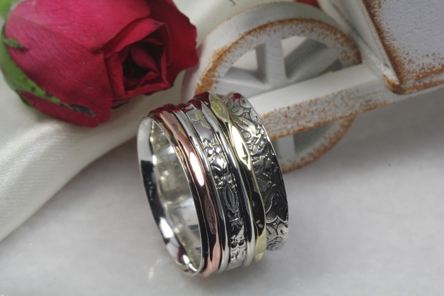 925 Sterling Silver Spinner Ring Rose Gold Spinner Ring Yellow Gold Spinner Ring