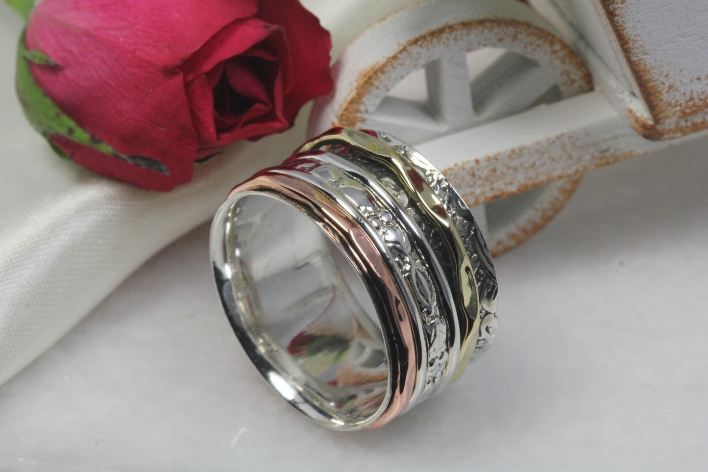 925 Sterling Silver Spinner Ring Rose Gold Spinner Ring Yellow Gold Spinner Ring