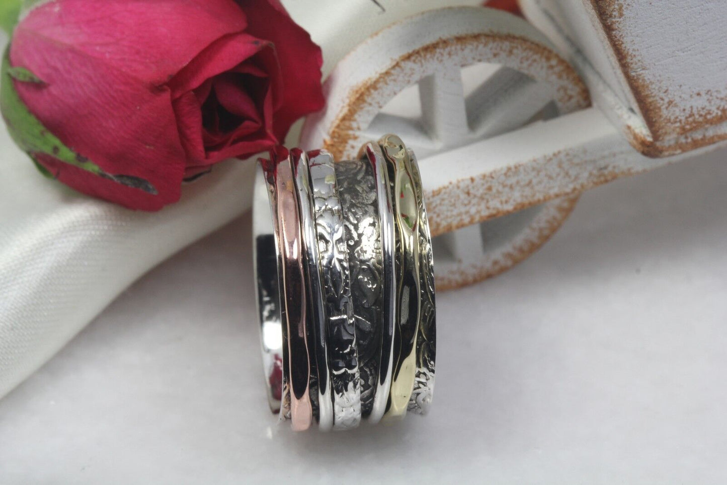 925 Sterling Silver Spinner Ring Rose Gold Spinner Ring Yellow Gold Spinner Ring