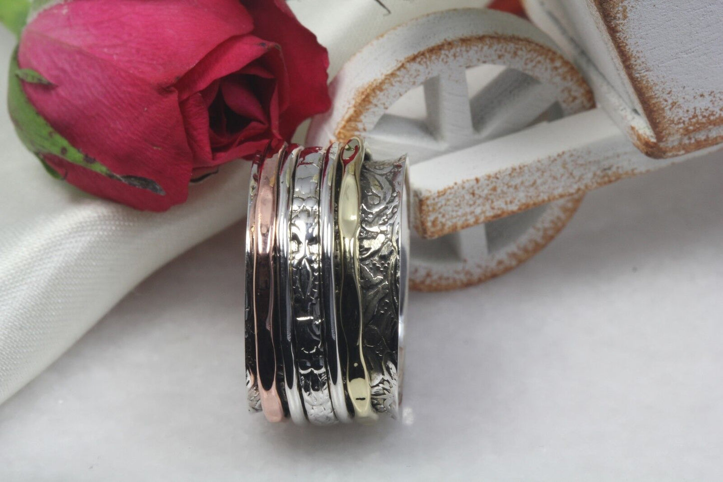 925 Sterling Silver Spinner Ring Rose Gold Spinner Ring Yellow Gold Spinner Ring