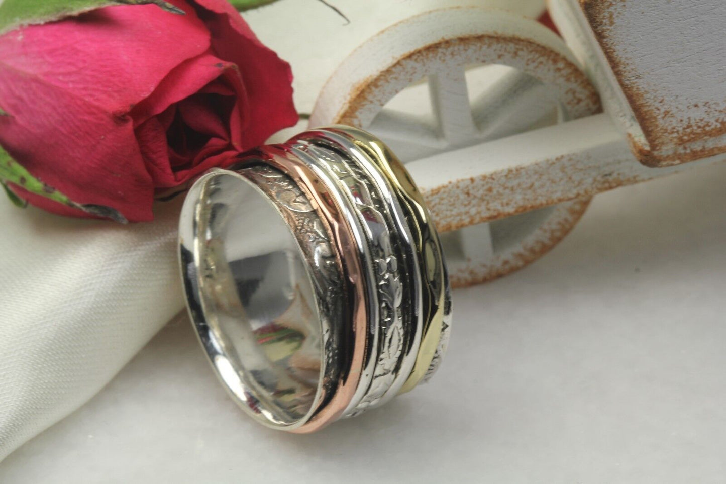 925 Sterling Silver Spinner Ring Rose Gold Spinner Ring Yellow Gold Spinner Ring