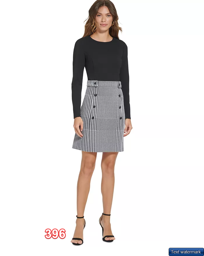 DKNY Women's Dress Scuba Crepe Sheath Dress Black/Ivory Size 6 msrp $134