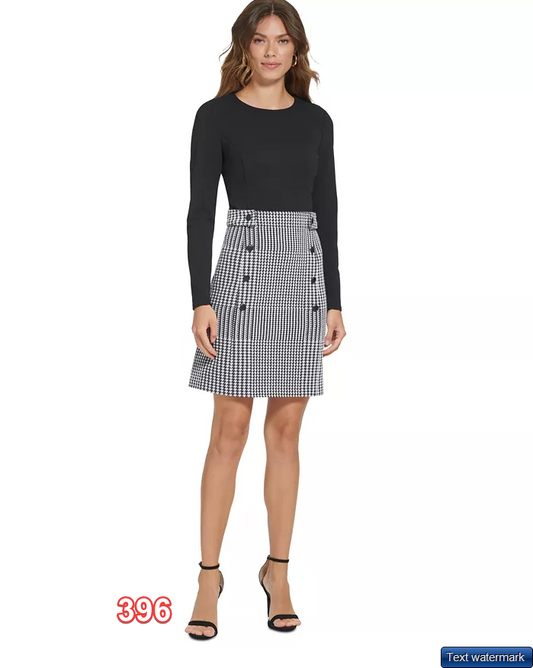 DKNY Women's Dress Scuba Crepe Sheath Dress Black/Ivory Size 6 msrp $134