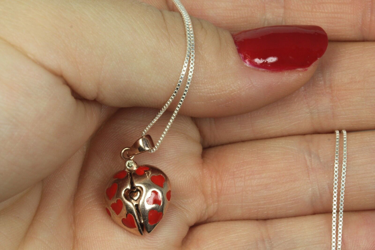 You Love Me Sterling Silver Red Hearts Pendant Open Heart Pendant Necklace Chain