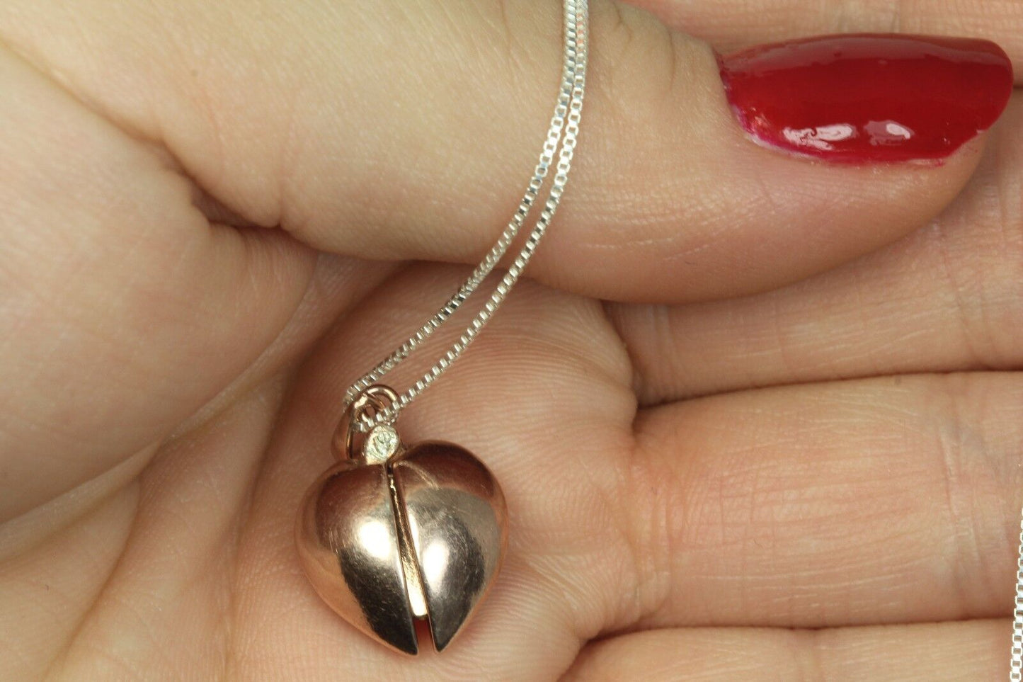 You Love Me Sterling Silver Red Hearts Pendant Open Heart Pendant Necklace Chain
