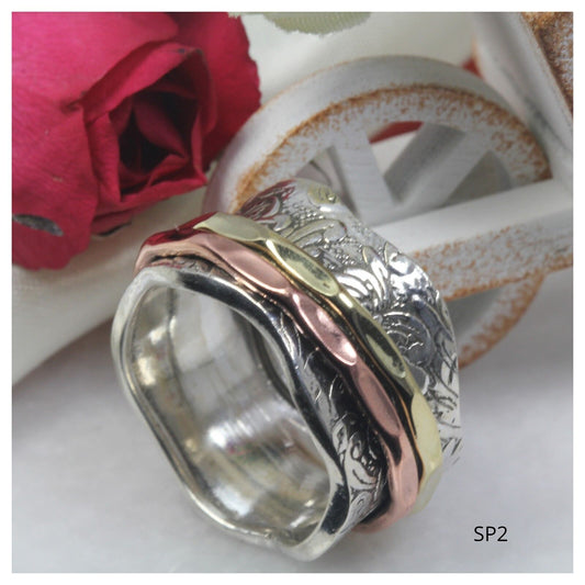 925 Solid Sterling Silver Spinner Ring Rose Gold Spinner Ring Gold Spinner Ring