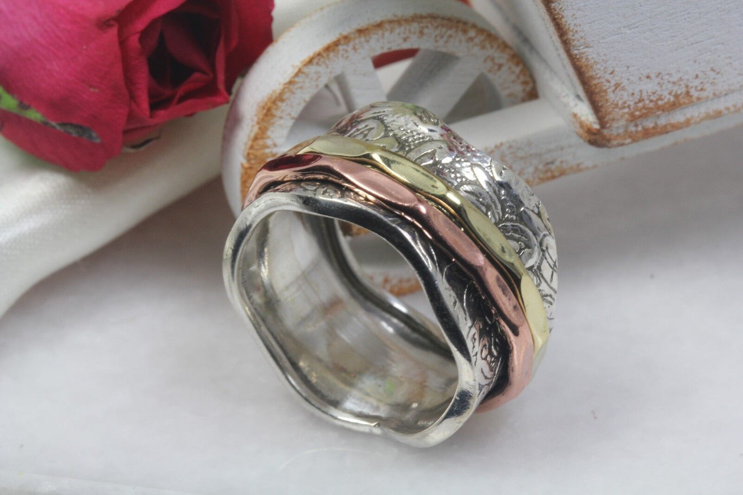 925 Solid Sterling Silver Spinner Ring Rose Gold Spinner Ring Gold Spinner Ring