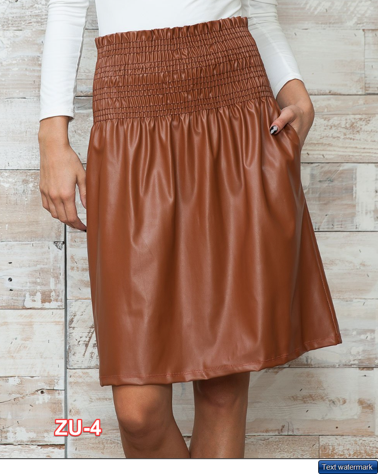 Acting Pro Women Dark Mocha Smocked-Waist Pocket Faux Leather A-Line Skirt M