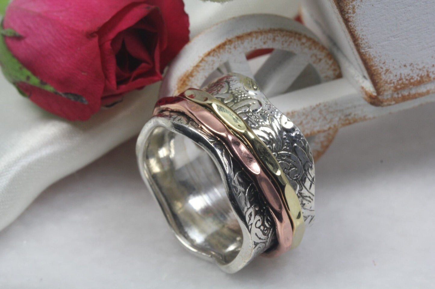 925 Solid Sterling Silver Spinner Ring Rose Gold Spinner Ring Gold Spinner Ring