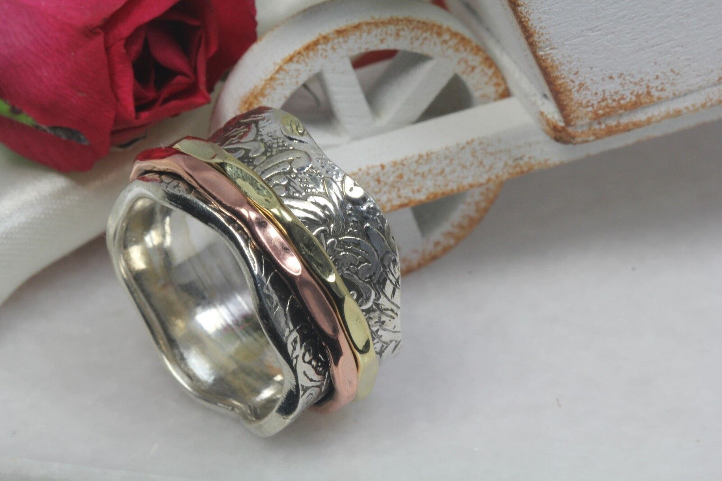 925 Solid Sterling Silver Spinner Ring Rose Gold Spinner Ring Gold Spinner Ring