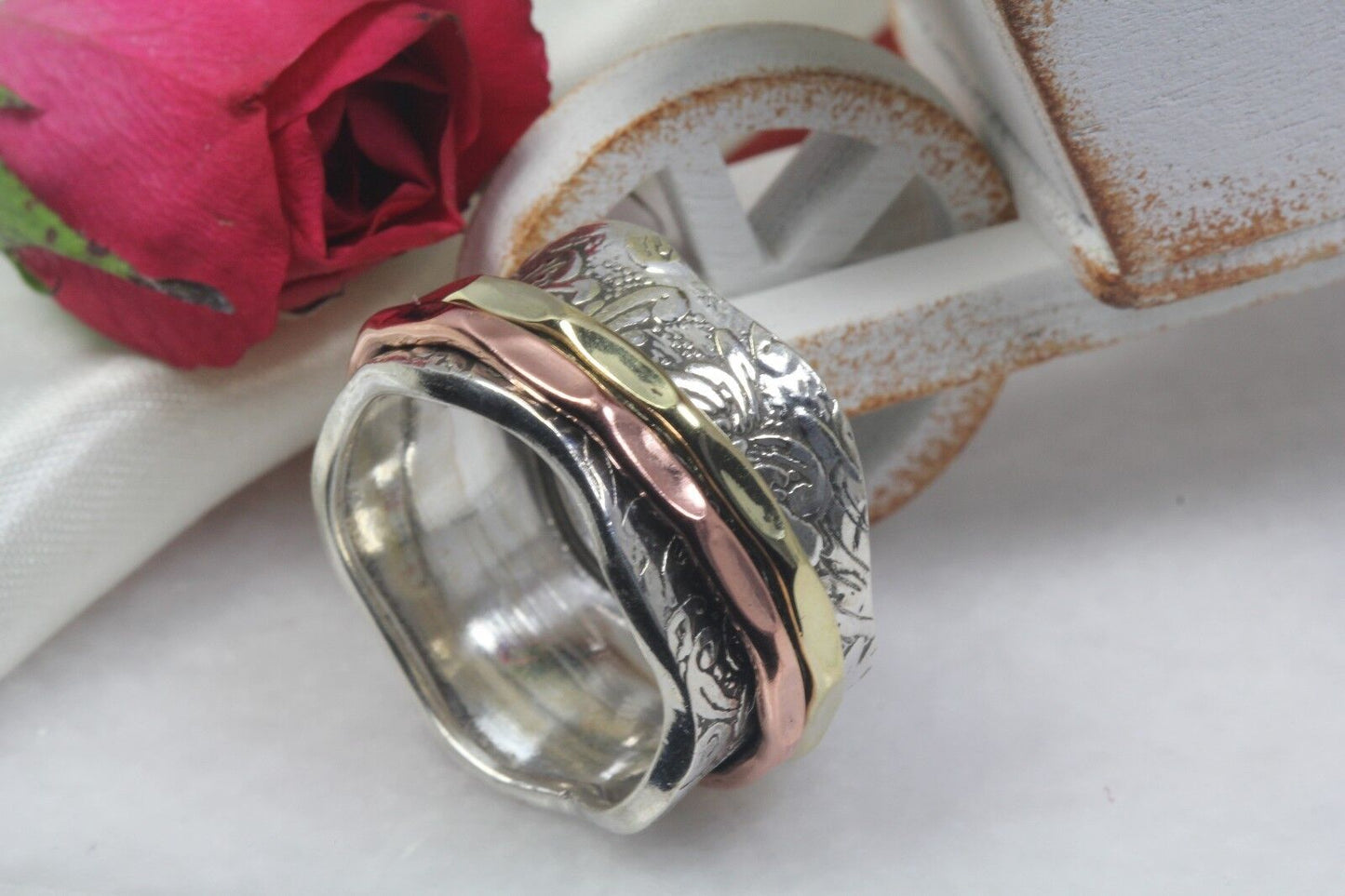 925 Solid Sterling Silver Spinner Ring Rose Gold Spinner Ring Gold Spinner Ring