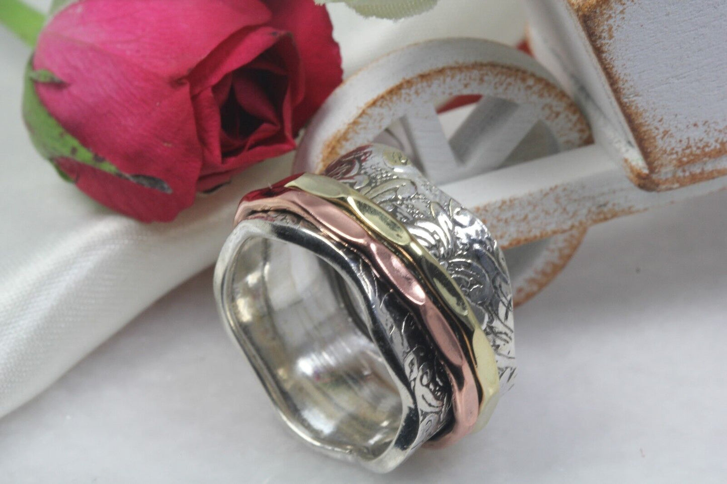 925 Solid Sterling Silver Spinner Ring Rose Gold Spinner Ring Gold Spinner Ring
