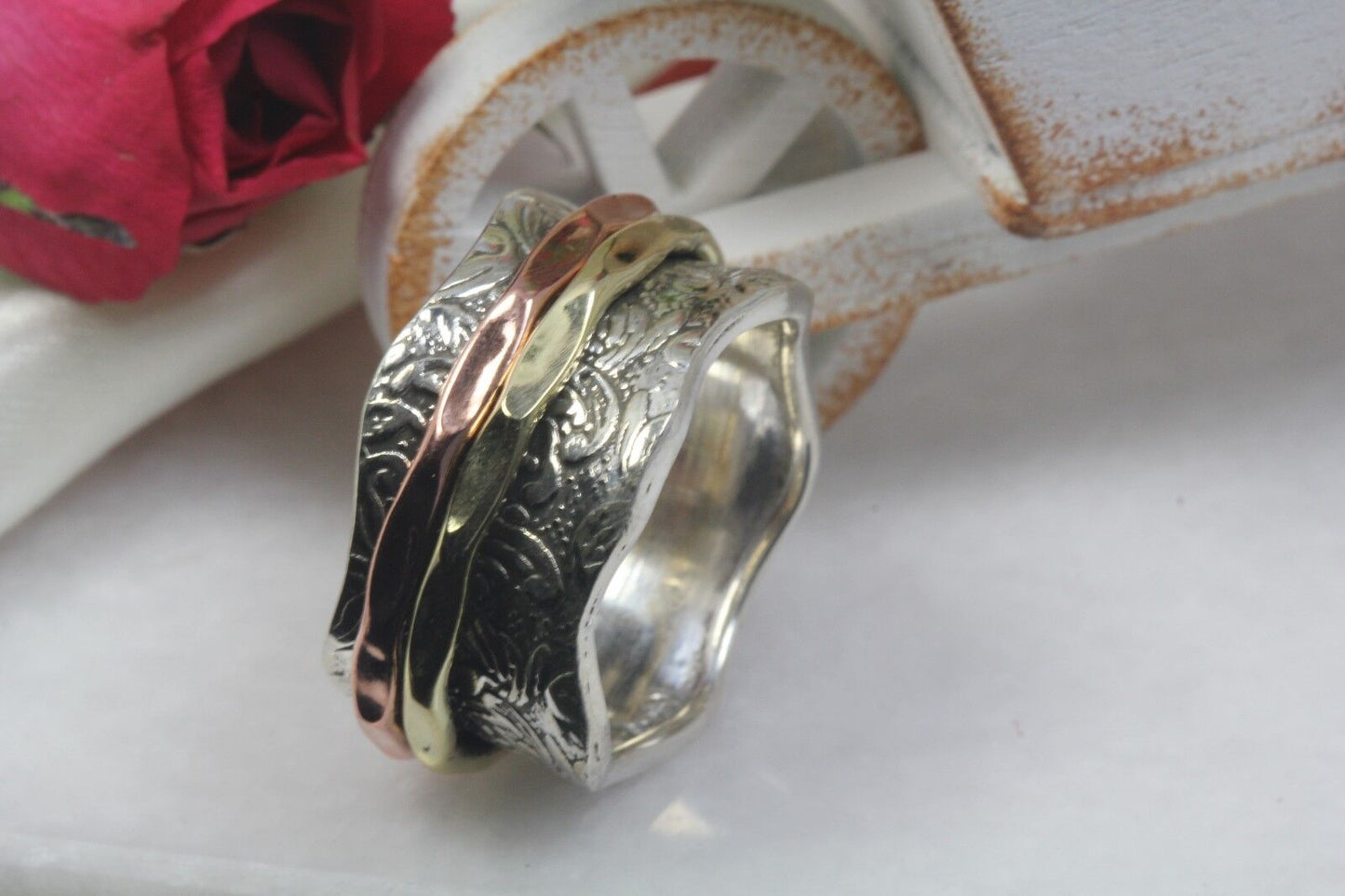 925 Solid Sterling Silver Spinner Ring Rose Gold Spinner Ring Gold Spinner Ring