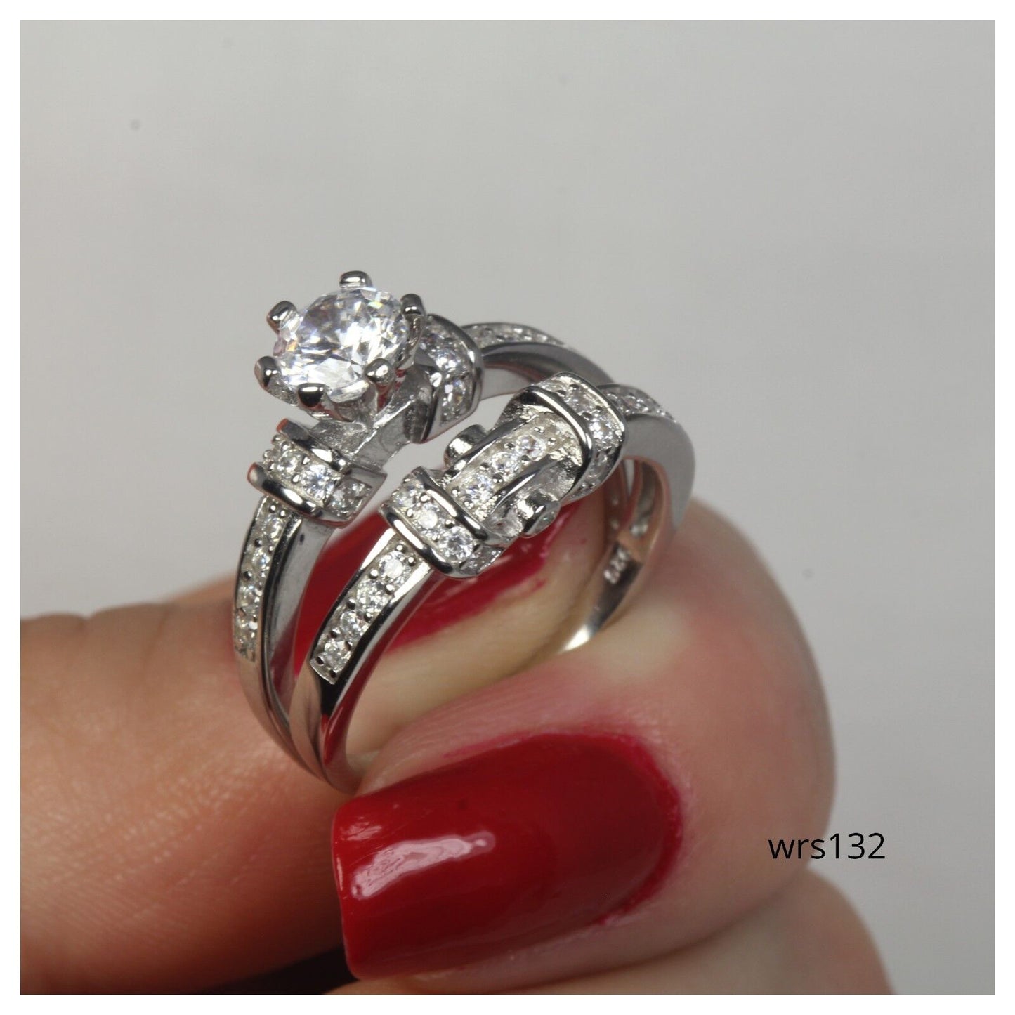 1.83 CT CZ Sterling Silver 925 Engagement Ring Wedding Ring Set 6gm
