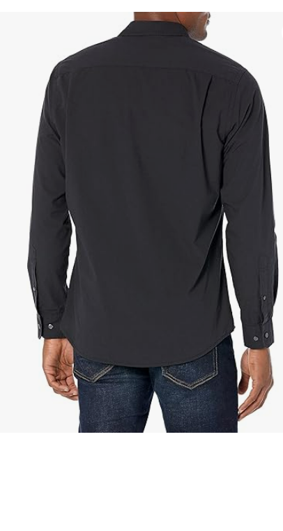 Amazon Essentials Men's Slim-Fit Long-Sleeve Poplin Shirt Black M