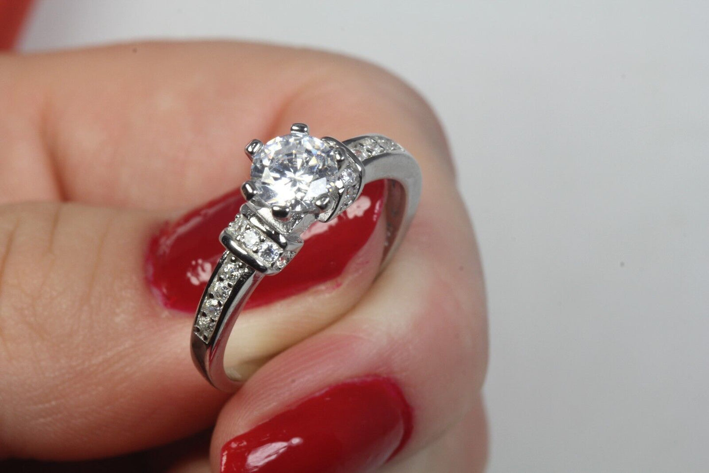 1.83 CT CZ Sterling Silver 925 Engagement Ring Wedding Ring Set 6gm