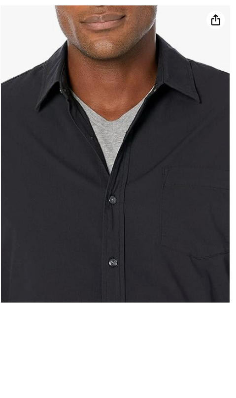Amazon Essentials Men's Slim-Fit Long-Sleeve Poplin Shirt Black M