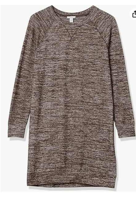 Daily Ritual Women's Cozy Knit Relaxed-Fit Long-Sleeve Raglan Sweatshirt Dress L