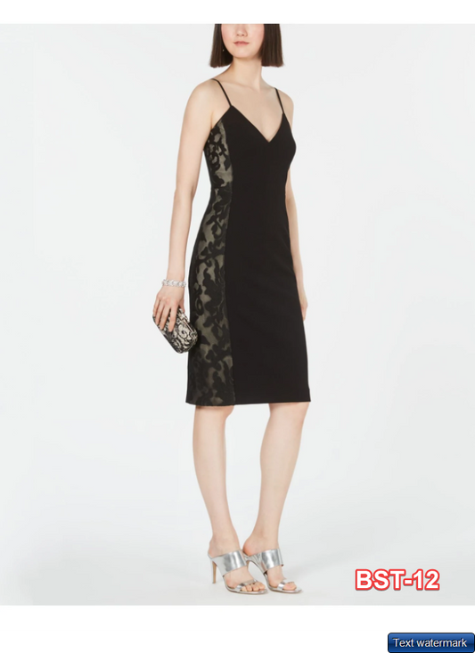 VINCE CAMUTO Women's Dress Sleeveless Knee Length Body Con Cocktail Dress Blk 4