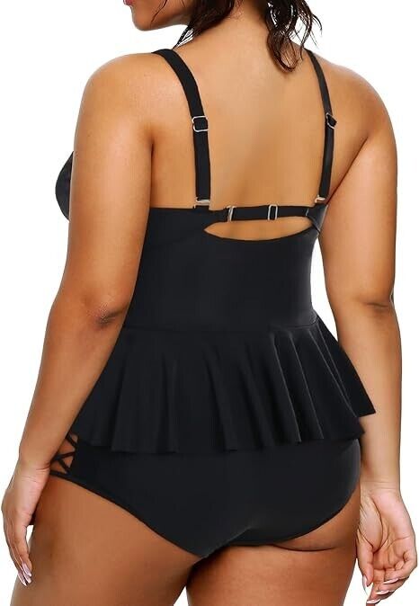Yonique Plus Size Swimsuit Women Tummy Control Two Piece Bathing Suits Tops, 18W
