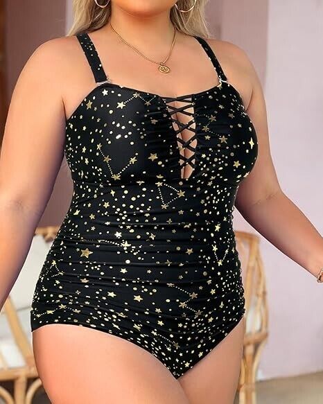 Yonique Women Plus Size One Piece Swimsuits Tummy Control Bathing Suits Black M