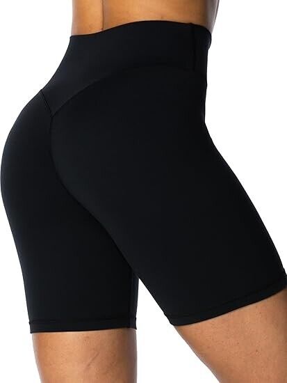 Sunzel Women's Biker Gym Shorts Hidden Butt Scrunch High Waisted Butt Lift, 6" S