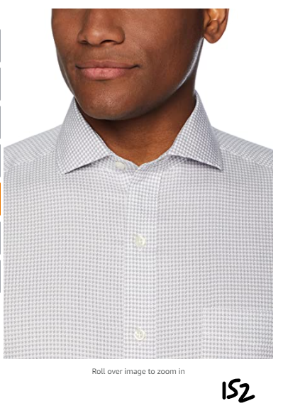 Buttoned Down Men's Tailored Fit Cutaway-Collar Grey Houndstooth Dress Shirt L
