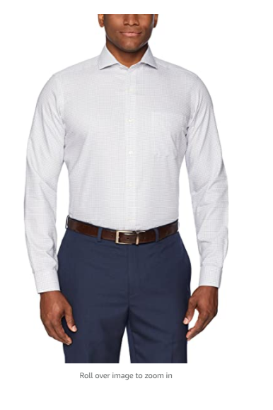 Buttoned Down Men's Tailored Fit Cutaway-Collar Grey Houndstooth Dress Shirt L
