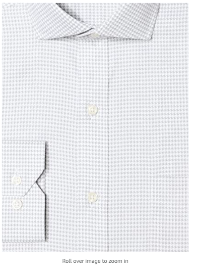 Buttoned Down Men's Tailored Fit Cutaway-Collar Grey Houndstooth Dress Shirt L
