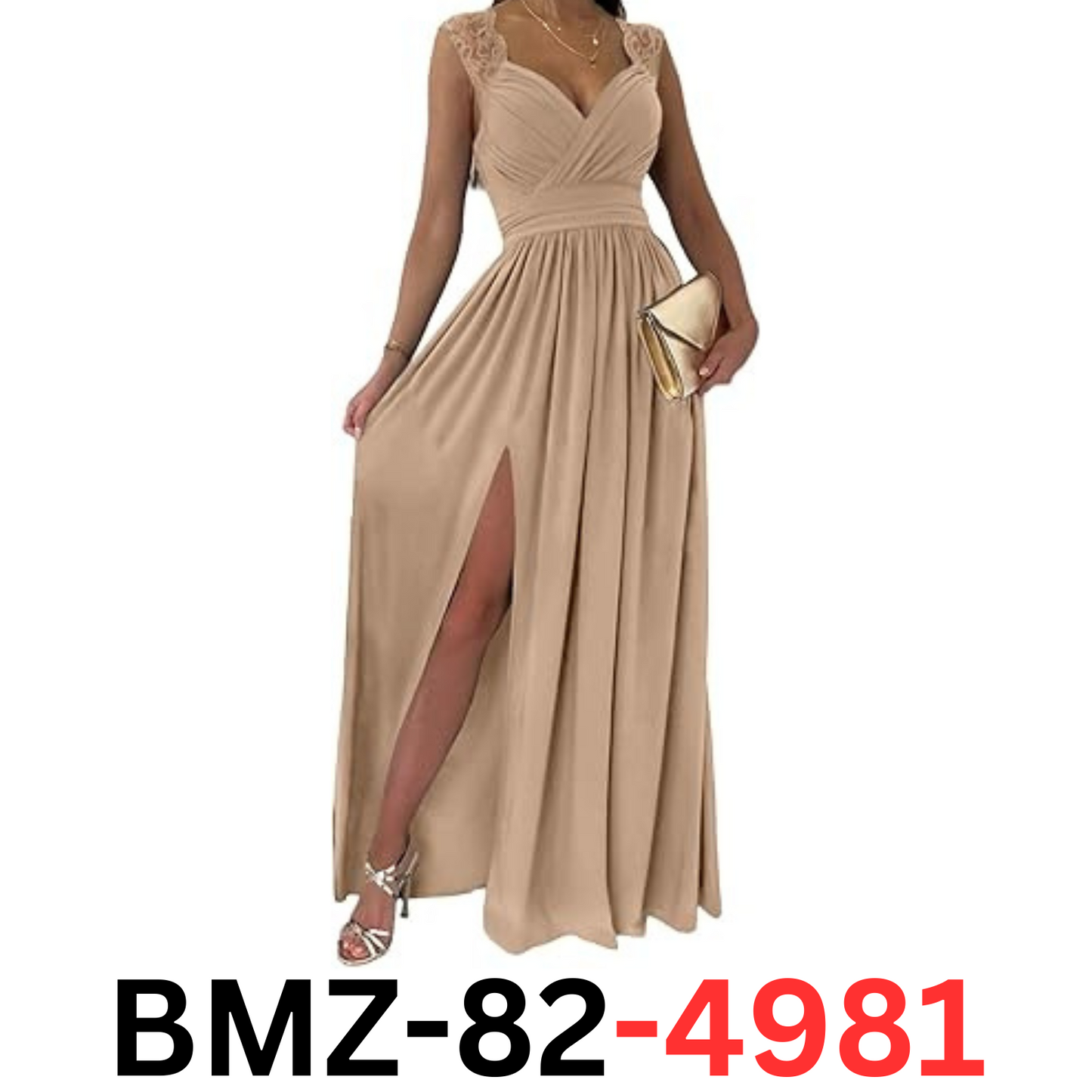 Dokotoo Women Elegant Floor Length A-Line Wrap Deep V-Neck Backless Maxi Dress M