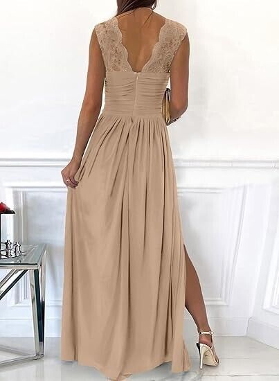 Dokotoo Women Elegant Floor Length A-Line Wrap Deep V-Neck Backless Maxi Dress M