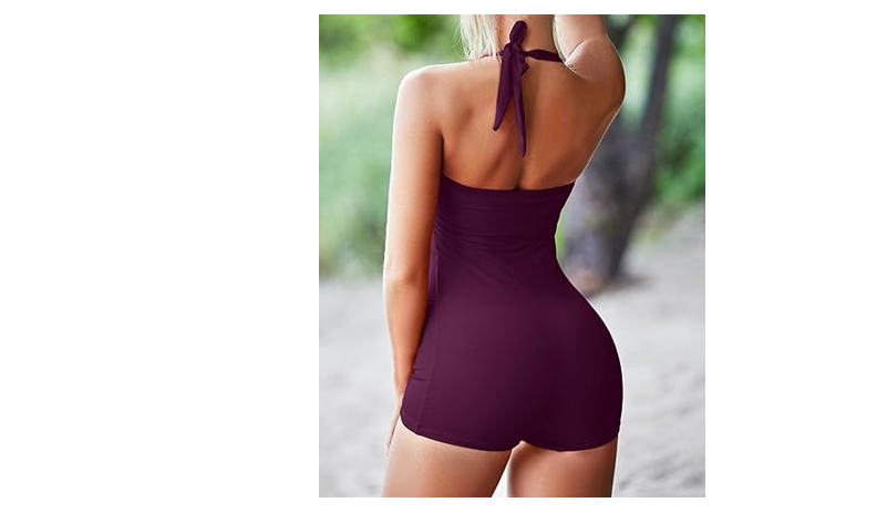 Tempt Me Women Plus Size Purple Maroon Tummy Control One Piece Swimsuits, XXL