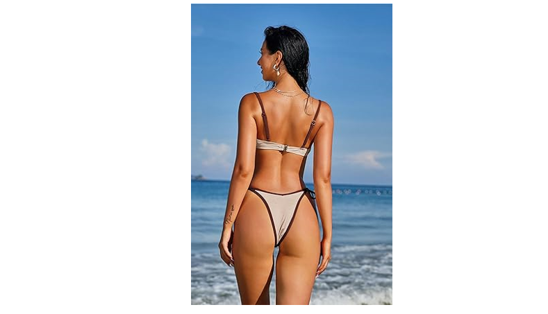 ZAFUL Women's Underwire Bikini High Cut Bikini Set Tie Side Bottom Two Piece Swi