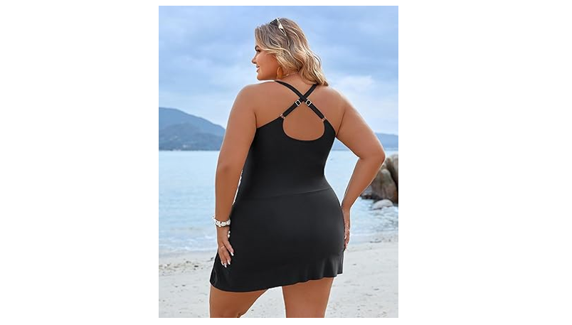 Blooming Jelly Women Plus Size Swim Dress Swimsuit One Piece Tummy Control, XXL